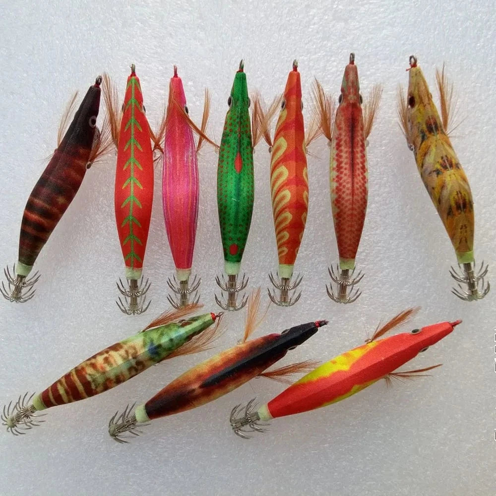 China China 20pcs 3.5#   squid jigs  (13.5cm  20g)squid hook fishing lure ,jig bait, wood shrimp.fishingtackle .