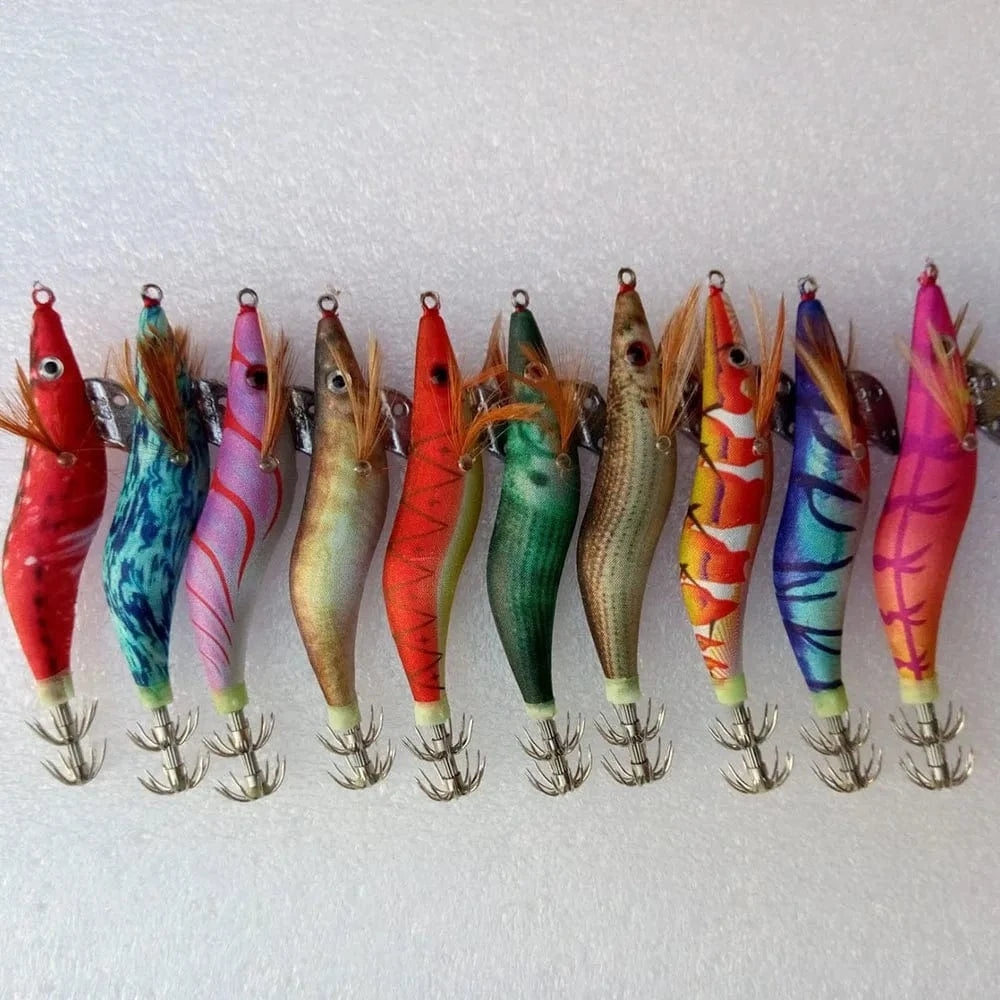China China 20pcs 3.5#   squid jigs  (13.5cm  20g)squid hook fishing lure ,jig bait, wood shrimp.fishingtackle .