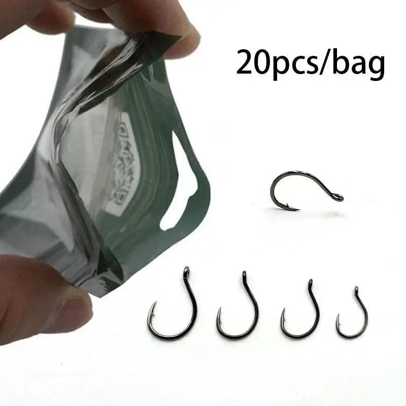 China China 20PCS Carp Hook for Feeder Fishing Japan High Carbon Steel Barbed Fishhook Chod Hair Rigs Hooks Tackle