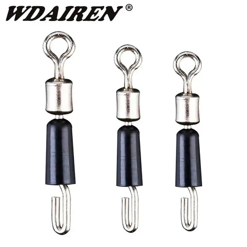 China China 20pcs/Lot Bearing Swivel Fishing Hook Fast Connector Solid Rings Rolling Fishing Line Quick Link Carp Fishing Accessories