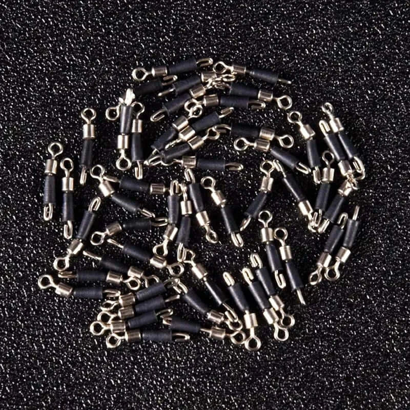 China China 20pcs/Lot Bearing Swivel Fishing Hook Fast Connector Solid Rings Rolling Fishing Line Quick Link Carp Fishing Accessories