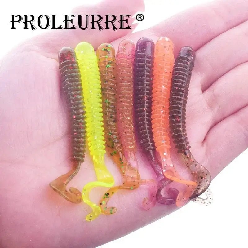 China China 20pcs/Lot Fishing Wobblers Worm Curly Jig Soft Lures 6.5cm 1.5g Smell With Salt Silicone Artificial Bait Swimbaits Bass Tackle