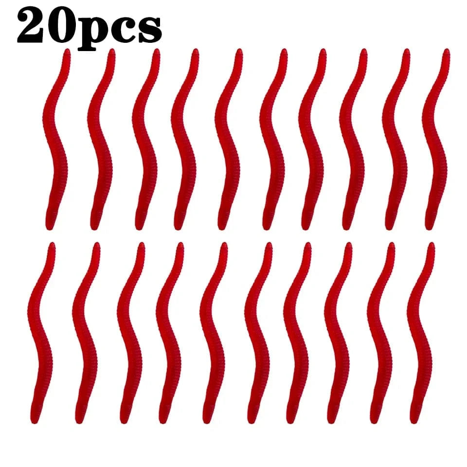 China China 20pcs red3.5cm 20PCS-100pcs Lifelike Red Worm Soft Lure Earthworm Ice Winter Fishing Silicone Artificial Bait Fishy Shrimp Additive Bass Carp