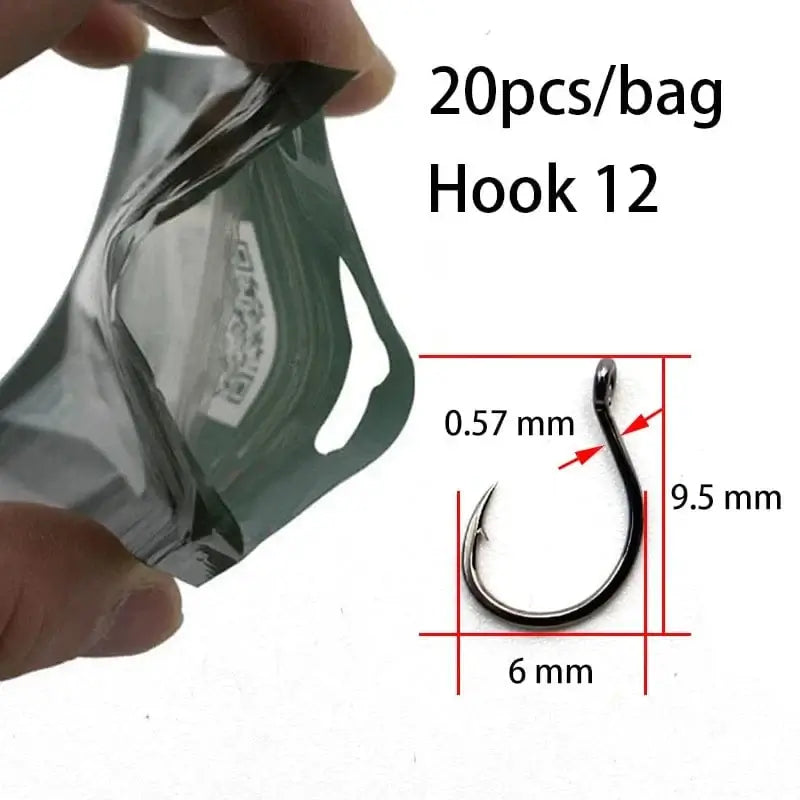 China China 20PCS-Size 12 20PCS Carp Hook for Feeder Fishing Japan High Carbon Steel Barbed Fishhook Chod Hair Rigs Hooks Tackle