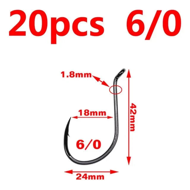 China China 20pcs size 610 Bimoo 20pcs Offset Octopus Beak Hook High Carbon Steel Black Nickel Sea Fishing Hook 4/0 5/0 6/0 7/0 8/0