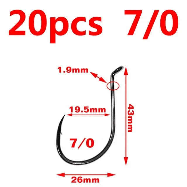 China China 20pcs size 710 Bimoo 20pcs Offset Octopus Beak Hook High Carbon Steel Black Nickel Sea Fishing Hook 4/0 5/0 6/0 7/0 8/0