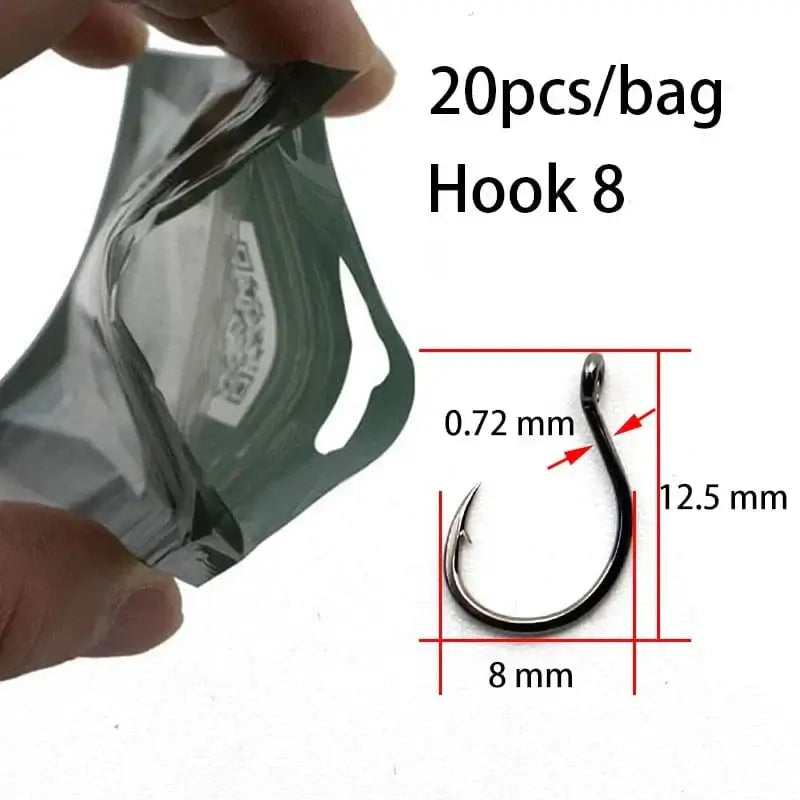 China China 20PCS-Size 8 20PCS Carp Hook for Feeder Fishing Japan High Carbon Steel Barbed Fishhook Chod Hair Rigs Hooks Tackle