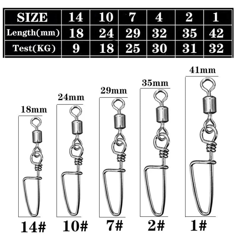 China China 20Pcs Stainless Steel Fishing Swivels Connector Ball Bearing Rolling Swivel 1#-14# For Fishhook Lure Carp Tackle Accessories