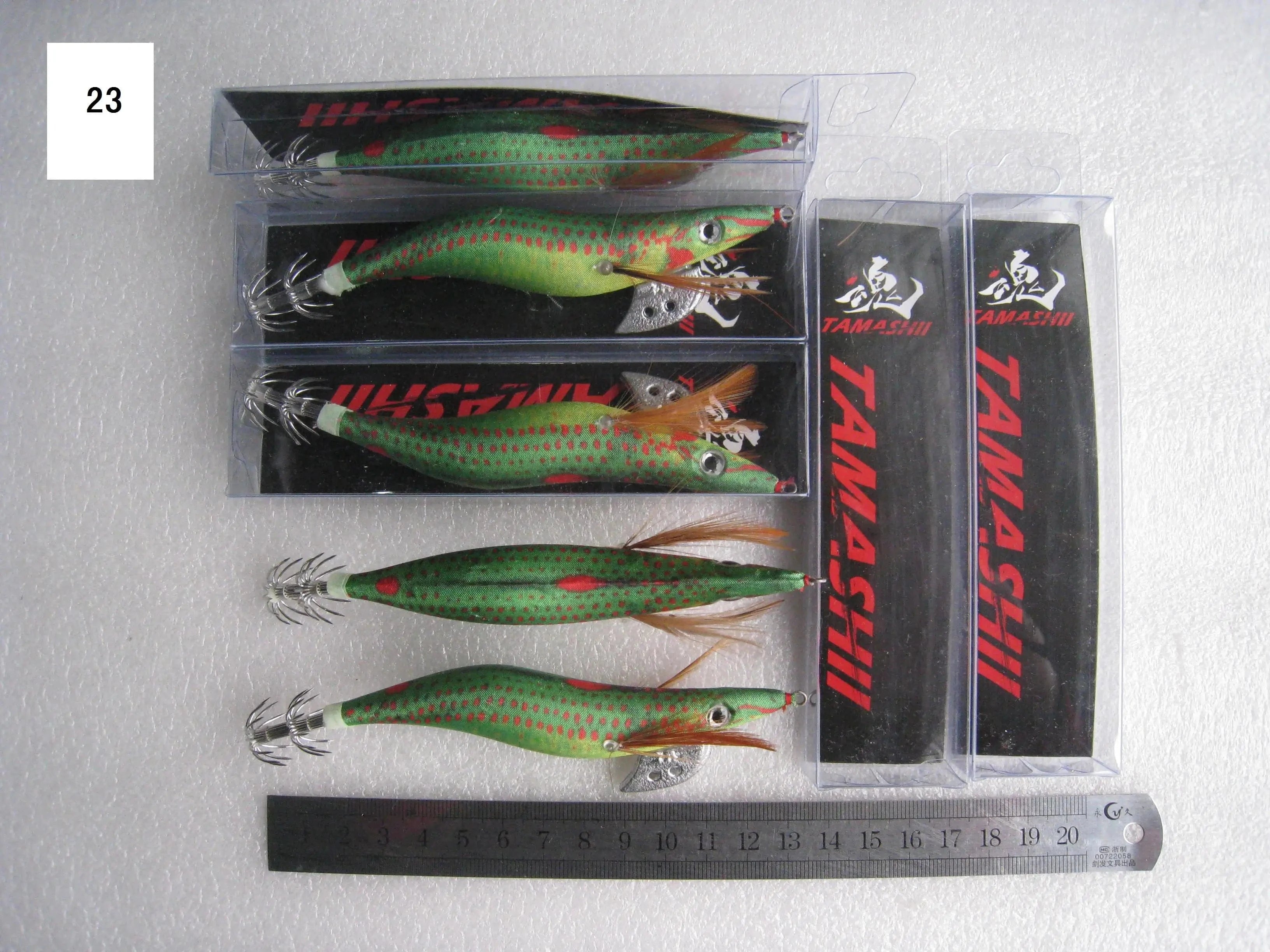China China 23 / 2.5 20pcs 3.5#   squid jigs  (13.5cm  20g)squid hook fishing lure ,jig bait, wood shrimp.fishingtackle .