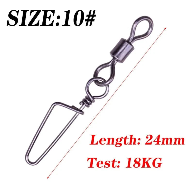 China China 24mm 20Pcs Stainless Steel Fishing Swivels Connector Ball Bearing Rolling Swivel 1#-14# For Fishhook Lure Carp Tackle Accessories