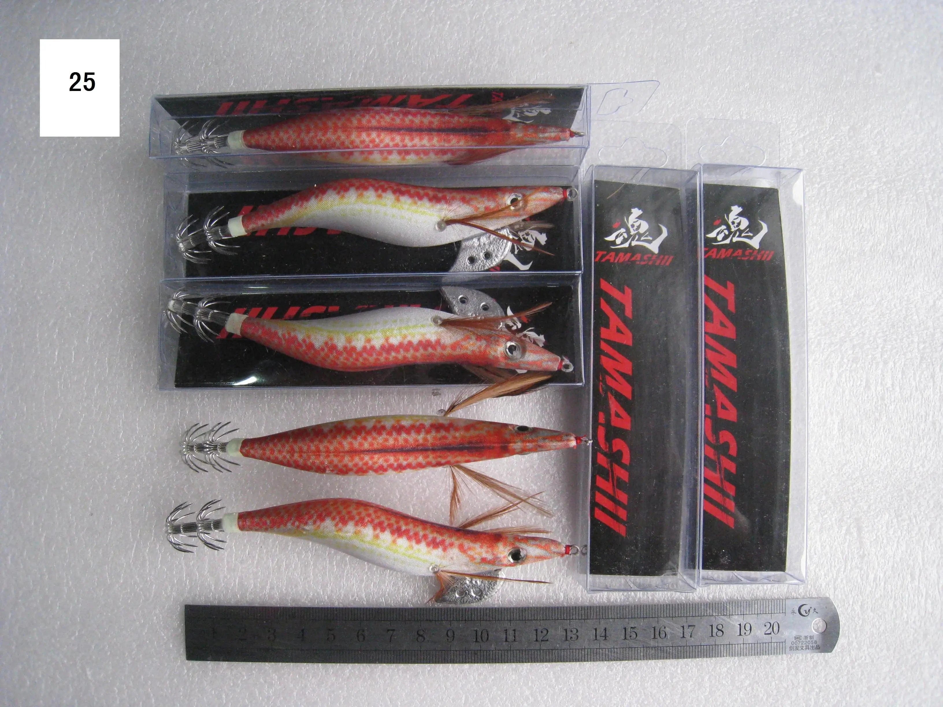China China 25 / 2.5 20pcs 3.5#   squid jigs  (13.5cm  20g)squid hook fishing lure ,jig bait, wood shrimp.fishingtackle .