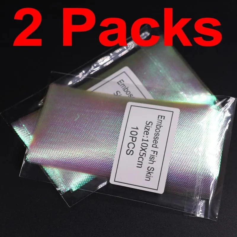 China China 2packs 20pcs Bimoo 10pcs/20pcs Embossed Plastic Rainbow Fish Skin for Sabiki Rig Fly Tying Streamer Fly Tying Material