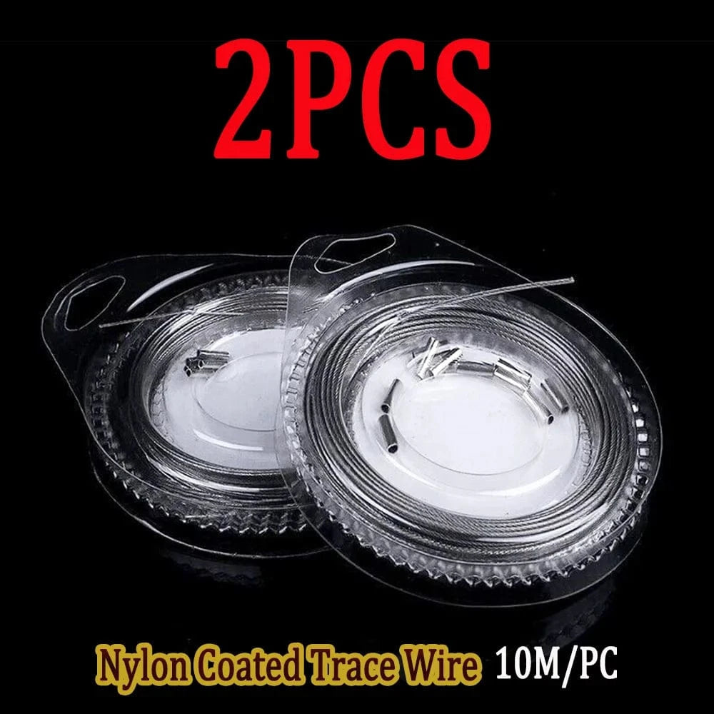 China China 2pcs / 120LB 5LB-200LB Wire Fishing Line Nylon Coated Trace Wire 7 Strands Steel Wire Front Leader Jigging Fish Line Sea Fishing Rigs Tackel
