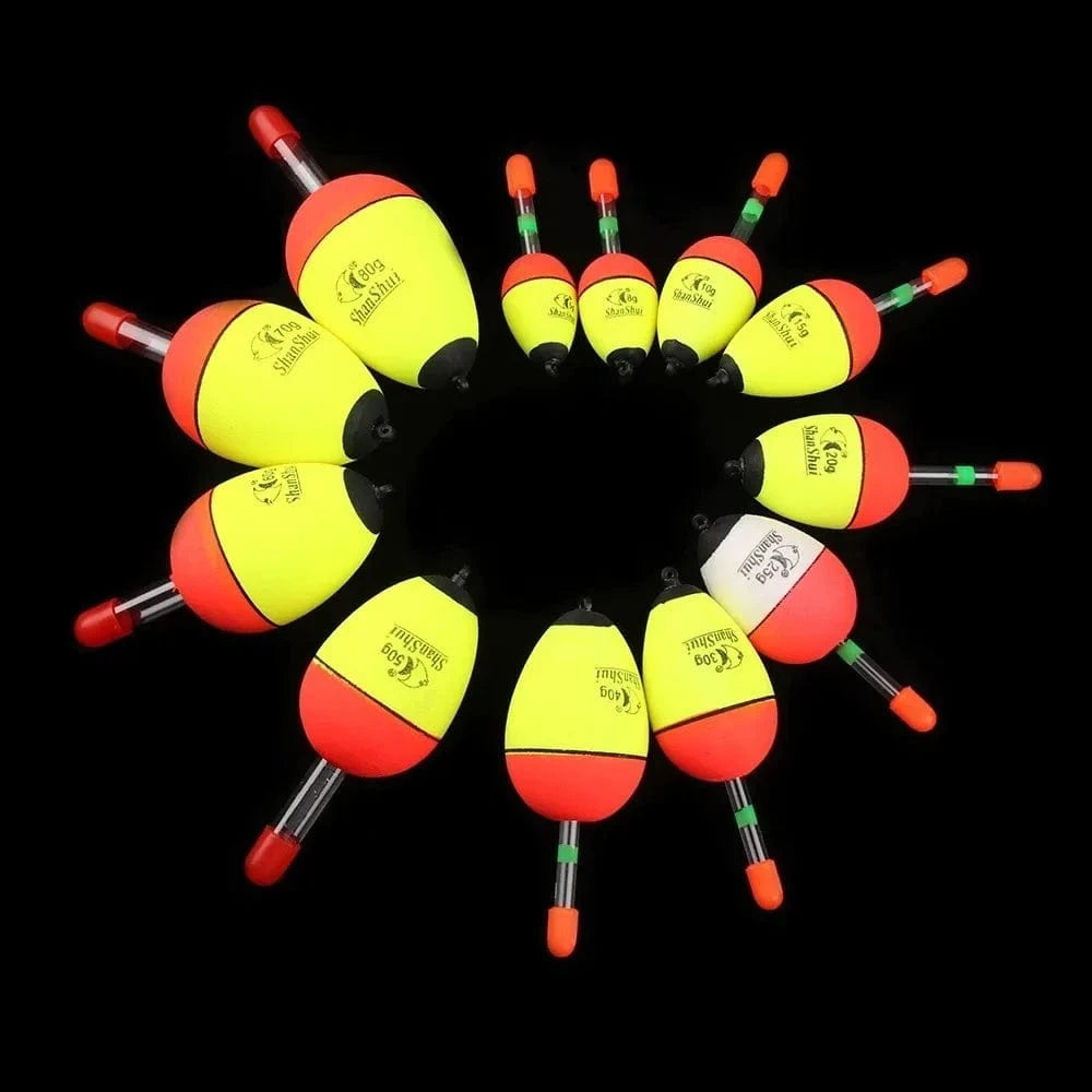 China China 2pcs 5/8/10/15/20/30/40/50/60g EVA Luminous Fishing Night Float Light Stick Foam Plastic Bobber Sea Rock Fishing Striking Floats