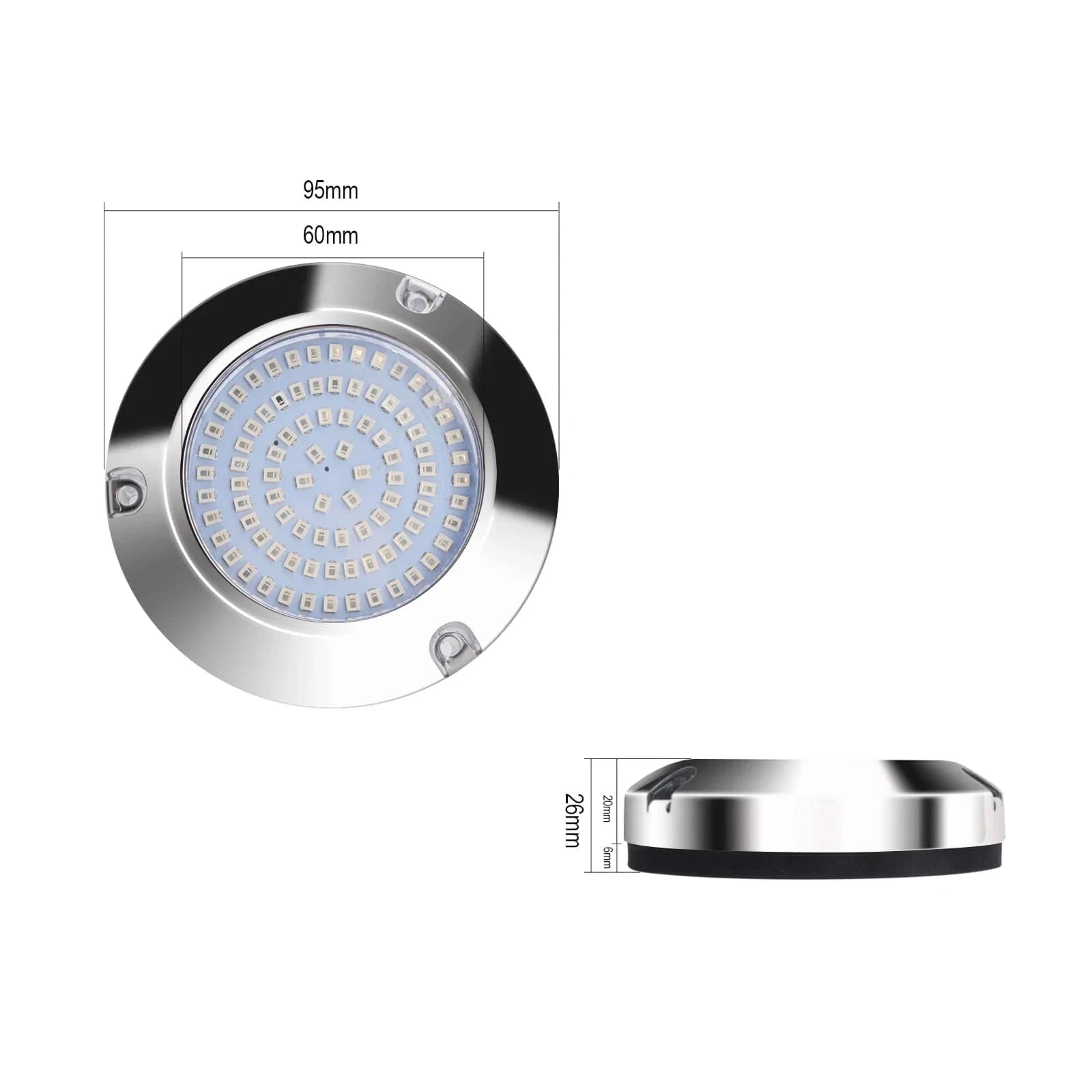 China China 2PCS 90LED Round Chrome Marine LED Yacht Light Underwater Light Super Bright Stainless Pontoon Waterproof Boat Marine Lights