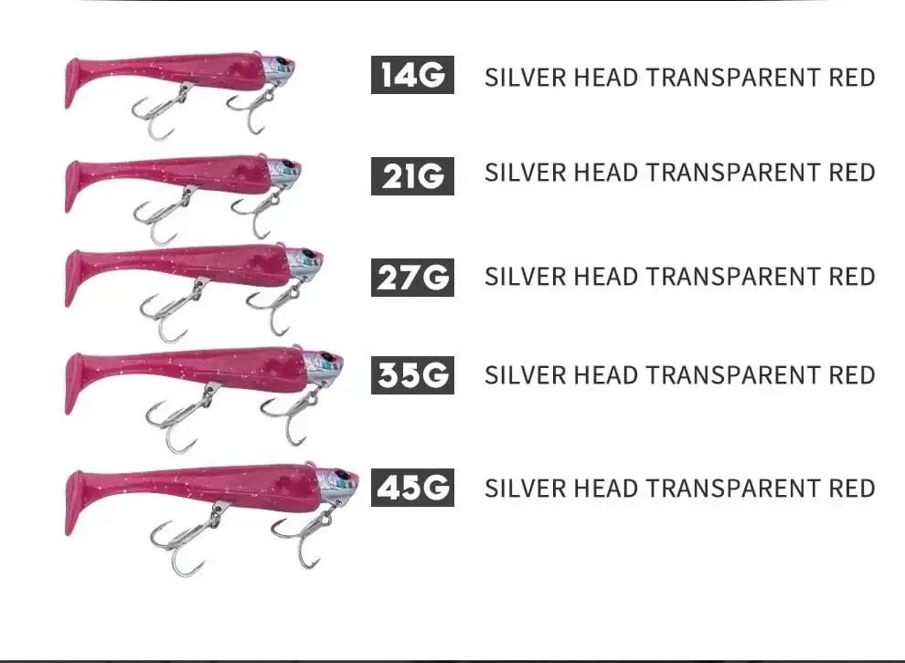 China China 2pcs Jig Head Soft Bait T Tail Artificial Metal Bait Fishing Jig Sharp Knife Machete Soft T Tail Fishing Lure for hairtail