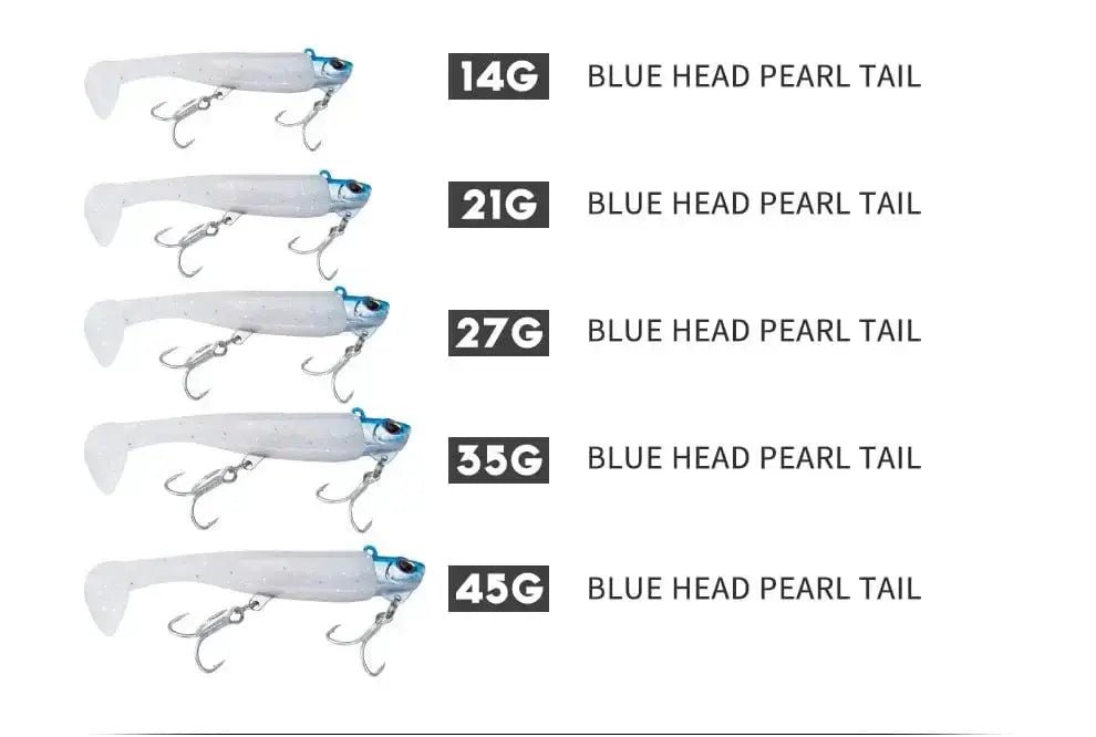 China China 2pcs Jig Head Soft Bait T Tail Artificial Metal Bait Fishing Jig Sharp Knife Machete Soft T Tail Fishing Lure for hairtail