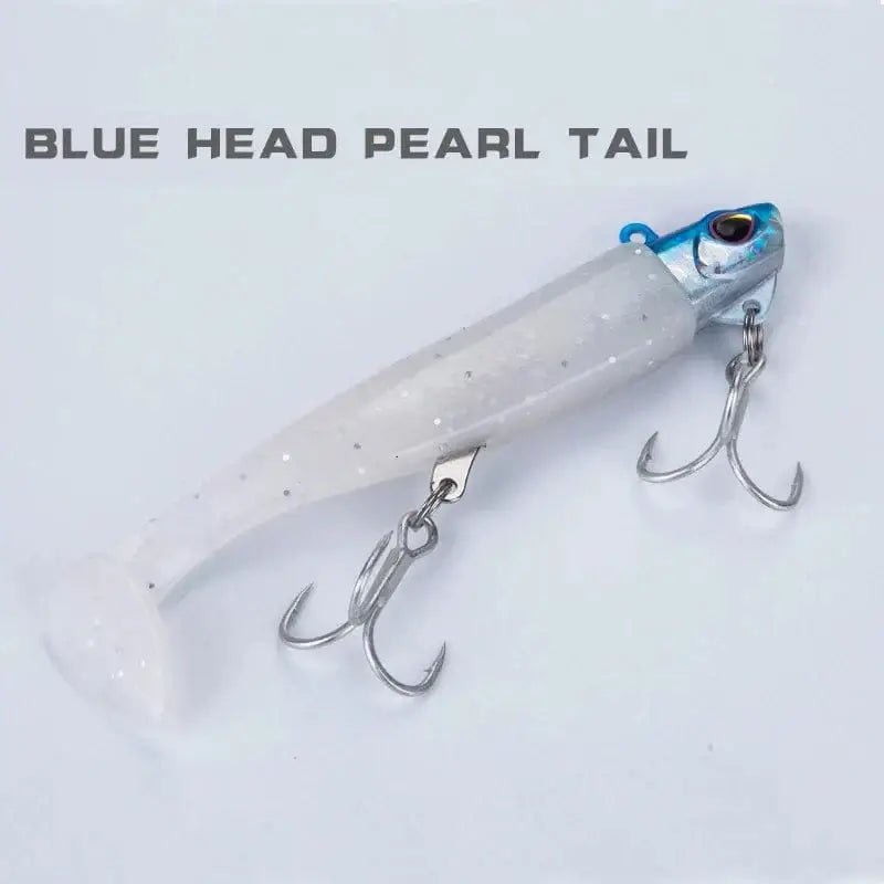 China China 2pcs Jig Head Soft Bait T Tail Artificial Metal Bait Fishing Jig Sharp Knife Machete Soft T Tail Fishing Lure for hairtail