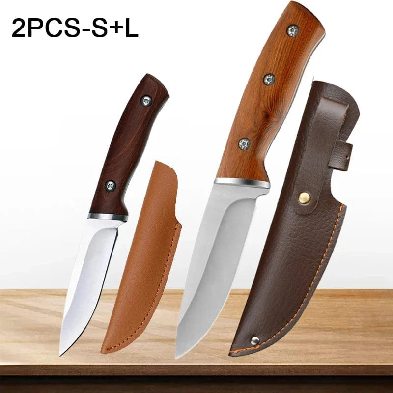 China China 2pcs-S L Professional Kitchen Knives Fruit Knife Stainless Steel Pocket Boning Knife Butcher Vegetable Slicing Meat Cleaver with Sheath