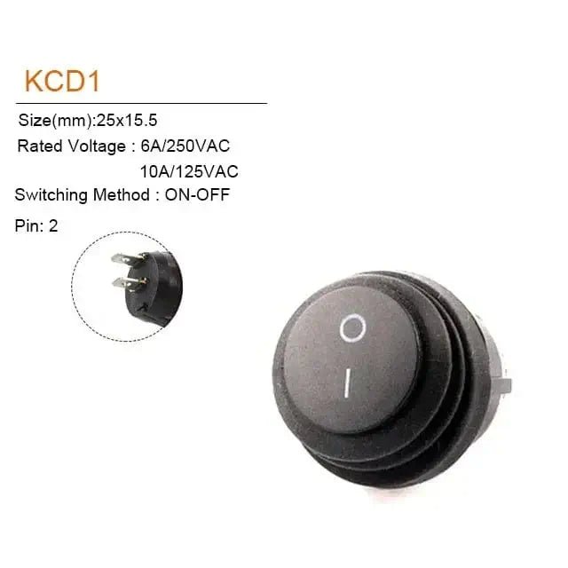 China China 2Pin Black / 5 PCS 5Pcs 2/3Pin 25mm 6A/10A 250V Round Rocker Dot Boat LED Light Waterproof Rocker Switch Car Auto Boat Marine Power Button Switch