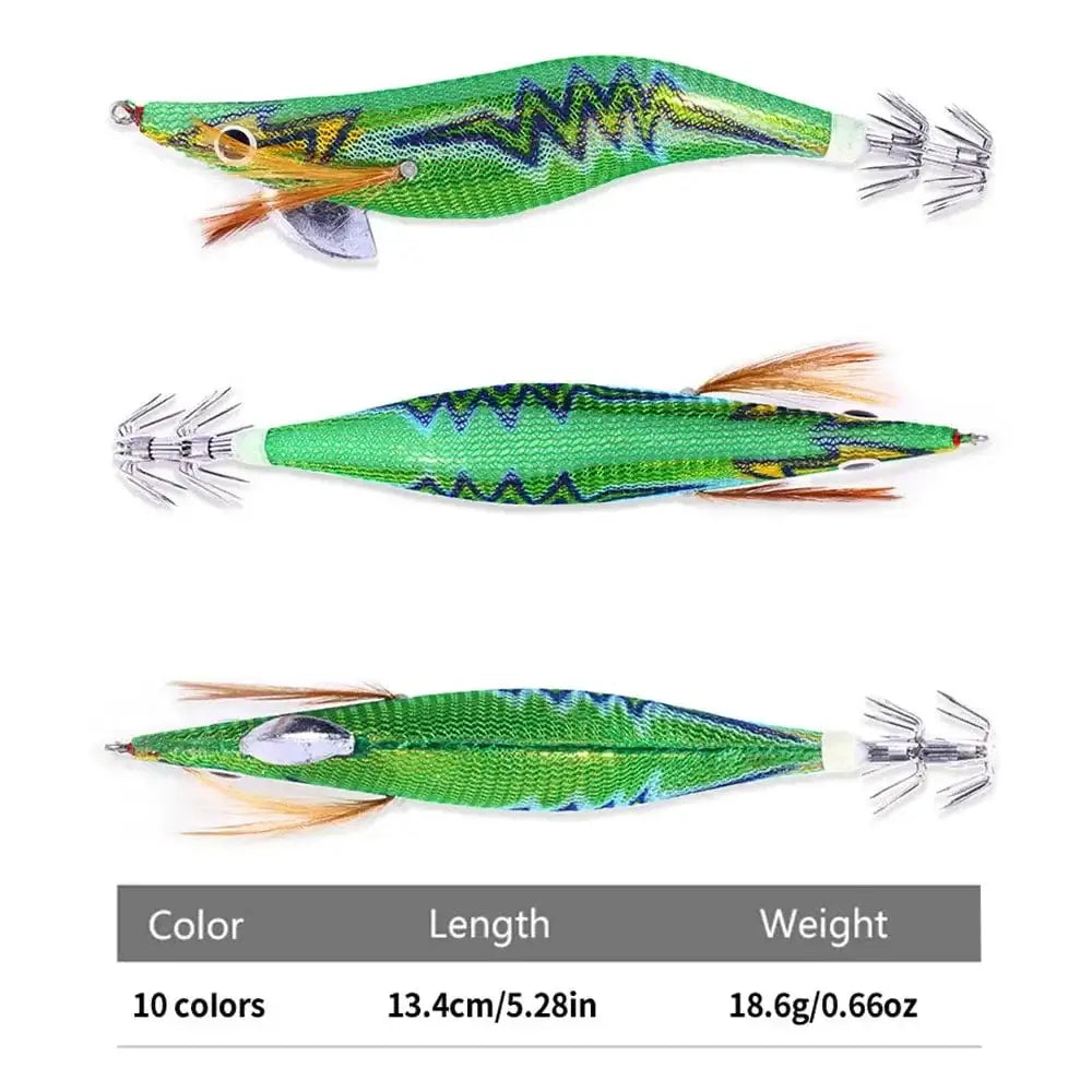 China China 3.5 Pesca Squid Jigging Lure Wood Shrimp Jig Hook Artificial Bait 14Cm-18G Octopus Cuttlefish Fishing Tackle with Rattling