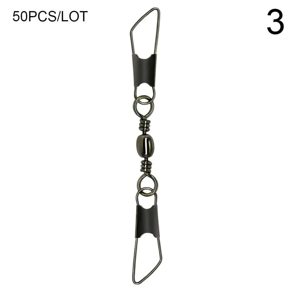 China China 3 50pcs Rolling Swivel with Hanging Snap Fishing Tackle Fishhooks Connector Fishing Tools