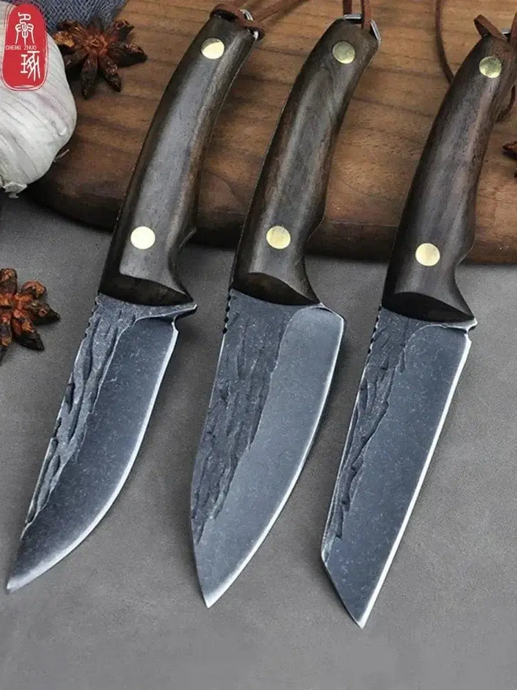 China China 3.5inch Kitchen Knife Full Tang Thickened Knife High Carbon Steel  Forged Butcher Knives Meat Cleaver Boning Knife Wooden Handle