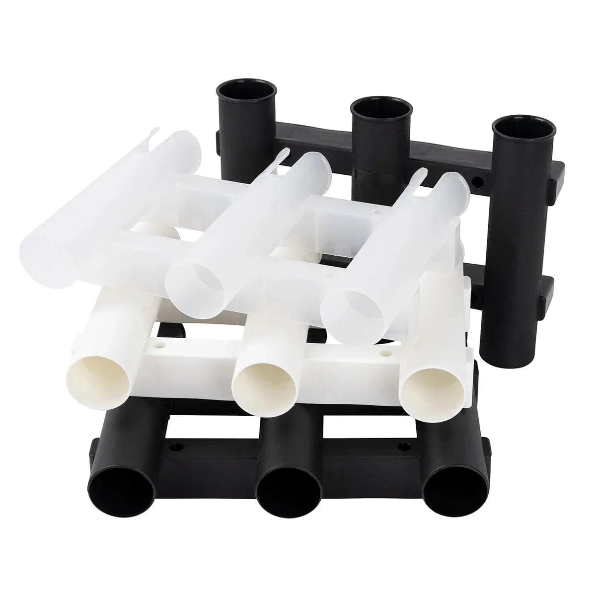 China China 3 Tubes Link Plastic Fishing Rod Racks Holder Socket for Boat Marine Fishing Box Kayak Boat Yacht