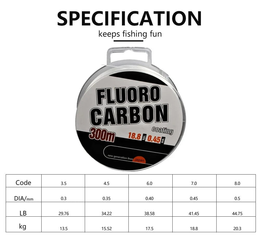 China China 300M Carbon Fiber Coating Fishing Line 0.3-0.5MM 30-45LB FluoroCarbon Fly Fishing String Cord Wire Shock Leader Japan