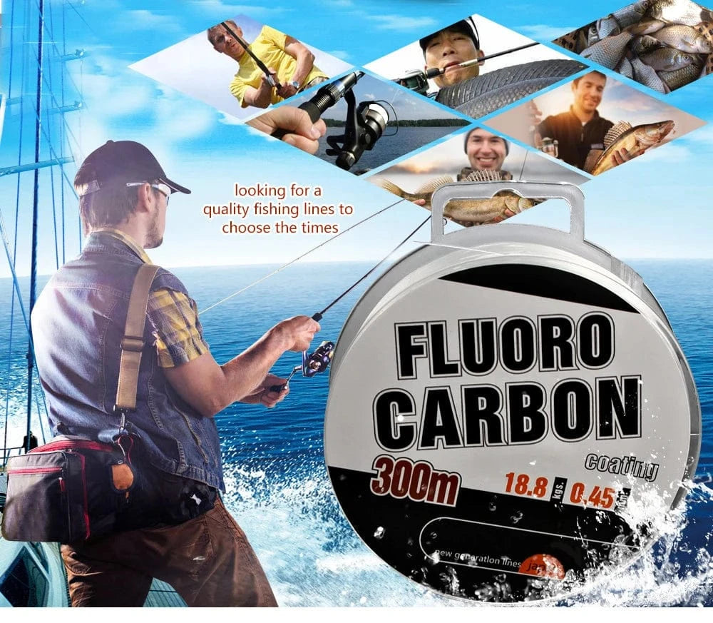 China China 300M Carbon Fiber Coating Fishing Line 0.3-0.5MM 30-45LB FluoroCarbon Fly Fishing String Cord Wire Shock Leader Japan