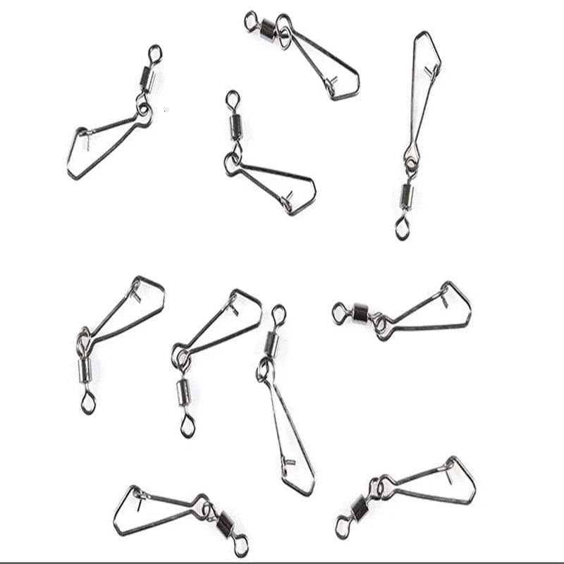 China China 30PCS 2# 4# 6# 8#10# 12#14#  Stainless Steel Fishing Connector Barrel Swivels Rolling Swivel Nice Snap Pin Fishing Accessories