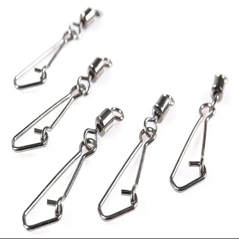 China China 30PCS 2# 4# 6# 8#10# 12#14#  Stainless Steel Fishing Connector Barrel Swivels Rolling Swivel Nice Snap Pin Fishing Accessories