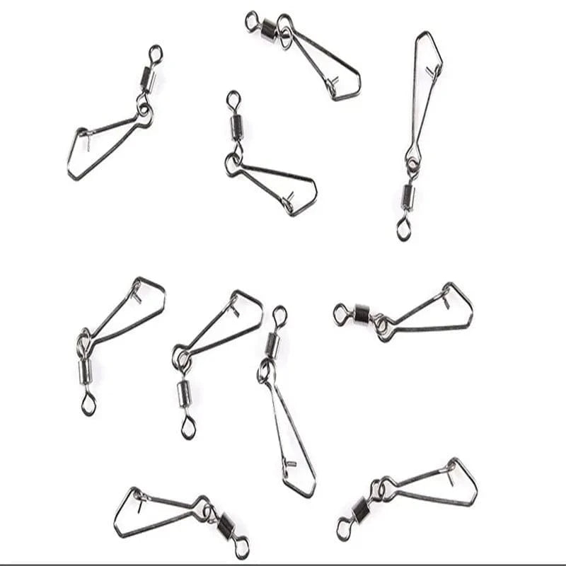 China China 30PCS 2# 4# 6# 8#10# 12#14#  Stainless Steel Fishing Connector Barrel Swivels Rolling Swivel Nice Snap Pin Fishing Accessories