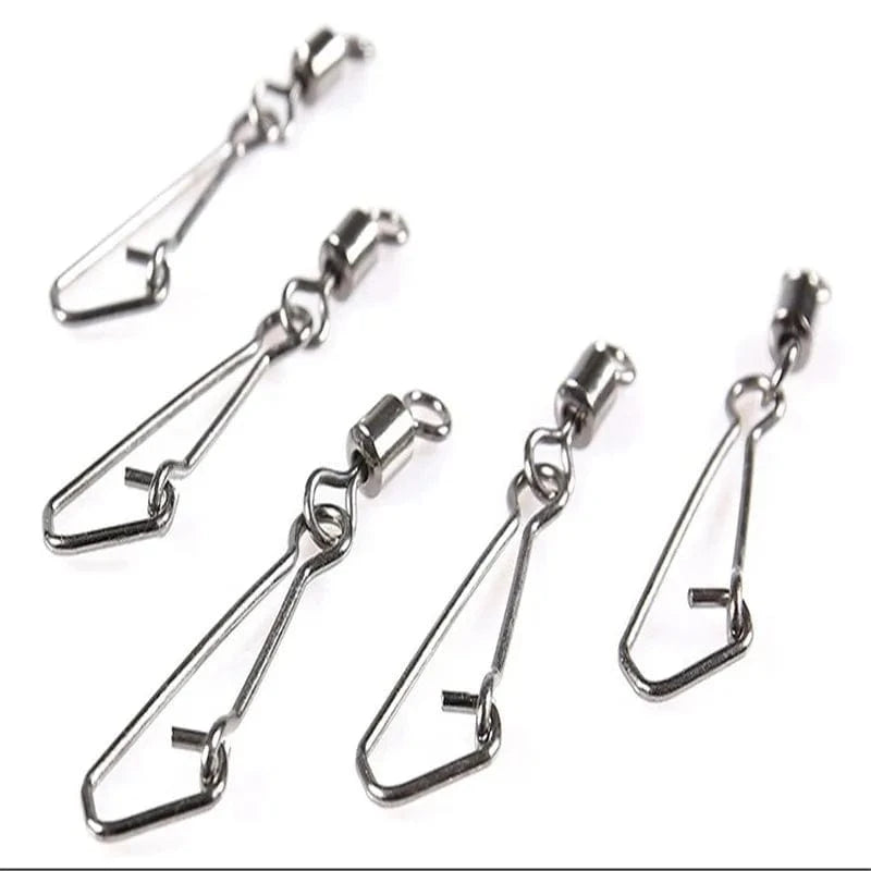 China China 30PCS 2# 4# 6# 8#10# 12#14#  Stainless Steel Fishing Connector Barrel Swivels Rolling Swivel Nice Snap Pin Fishing Accessories