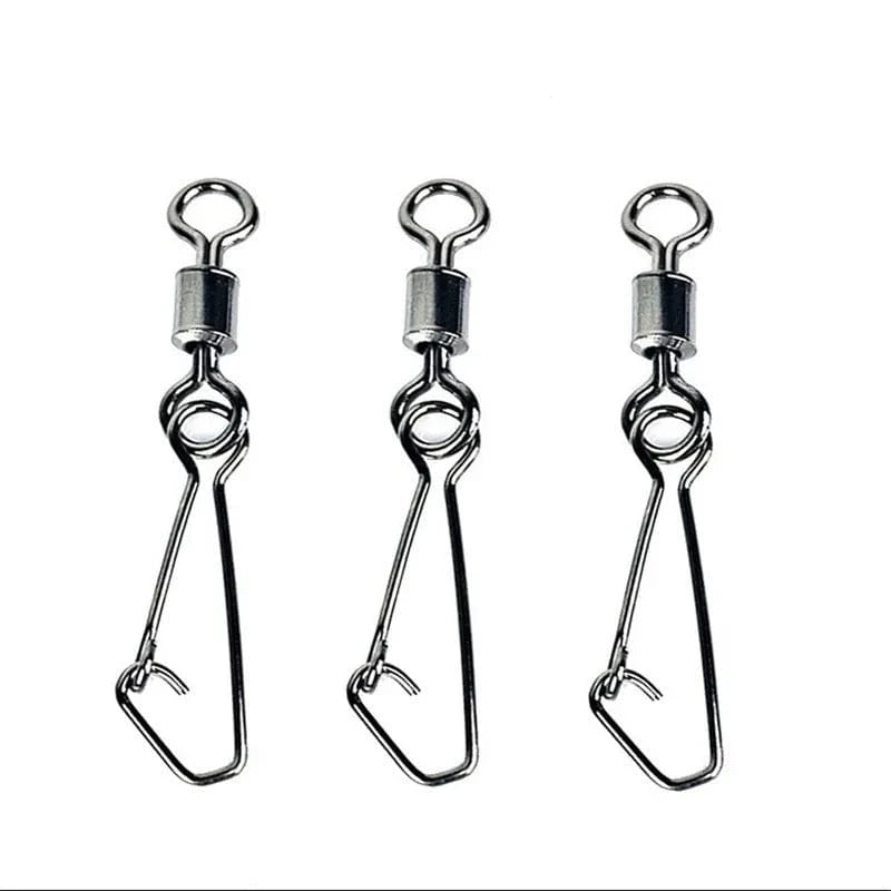 China China 30PCS 2# 4# 6# 8#10# 12#14#  Stainless Steel Fishing Connector Barrel Swivels Rolling Swivel Nice Snap Pin Fishing Accessories
