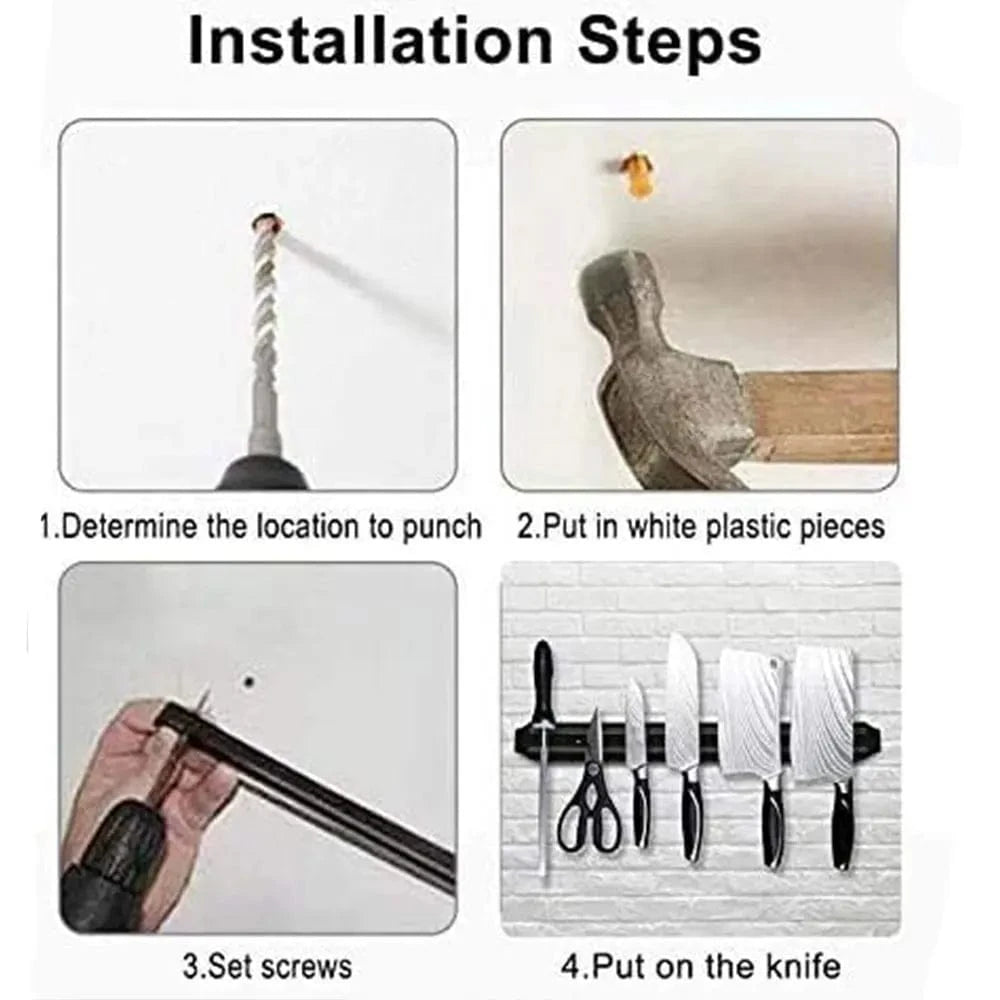 China China 33cm Multipurpose Magnetic Knife Rack Strip Household Kitchen Tools Space-Saving Wall Mounted Magnet Knives Holder With Rack