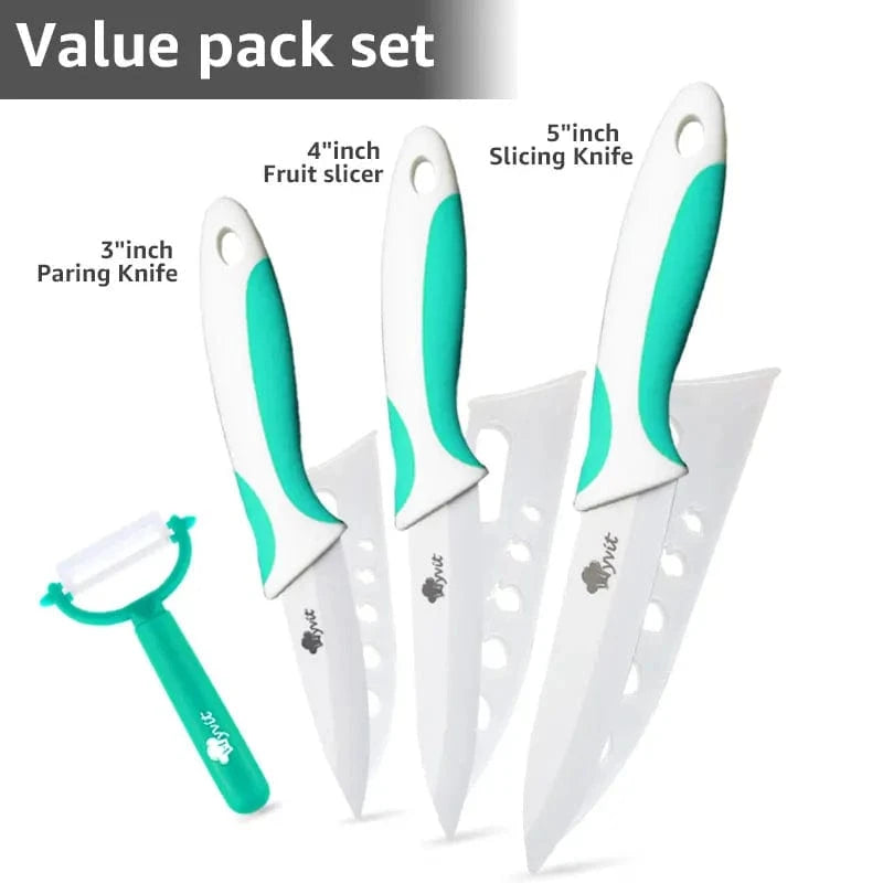 China China 345 Light Green / CHINA Kitchen Knives Ceramic Knife Set 3 4 5 6 inch Chef Knife Stand Holder Utility with Peeler Fruit Vegetable White Blade Anti-slip