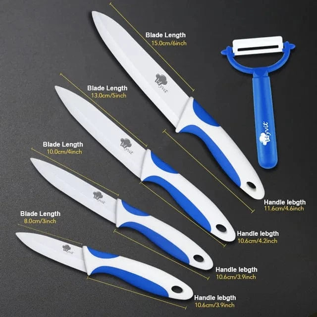 China China 3456 Blue White / CHINA Kitchen Knives Ceramic Knife Set 3 4 5 6 inch Chef Knife Stand Holder Utility with Peeler Fruit Vegetable White Blade Anti-slip
