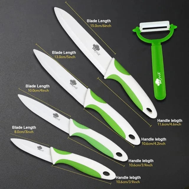 China China 3456 Green White / CHINA Kitchen Knives Ceramic Knife Set 3 4 5 6 inch Chef Knife Stand Holder Utility with Peeler Fruit Vegetable White Blade Anti-slip