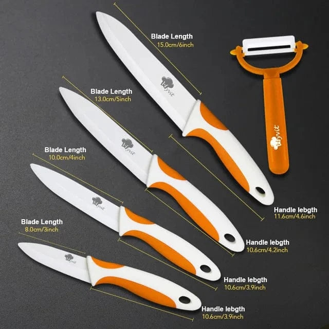 China China 3456 Orange White / CHINA Kitchen Knives Ceramic Knife Set 3 4 5 6 inch Chef Knife Stand Holder Utility with Peeler Fruit Vegetable White Blade Anti-slip
