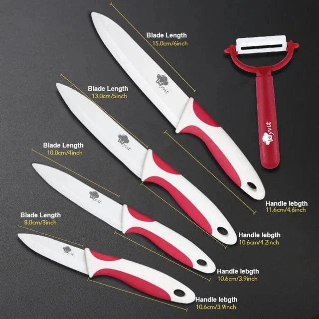 China China 3456 RED White / CHINA Kitchen Knives Ceramic Knife Set 3 4 5 6 inch Chef Knife Stand Holder Utility with Peeler Fruit Vegetable White Blade Anti-slip