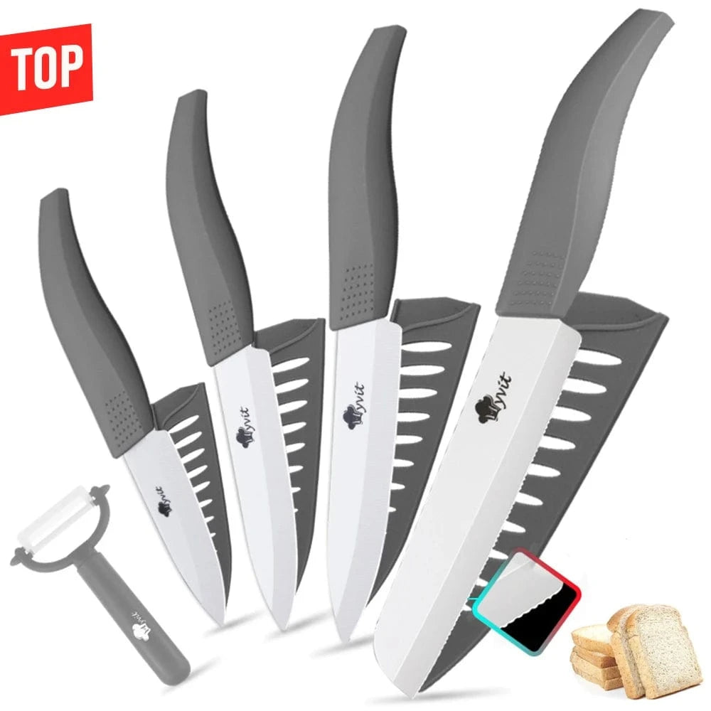 China China 3456inch Bread GY / CHINA Kitchen Ceramic Knife Set 3 4 5 6 Inch Chef Knives with Sheaths White Zirconia Blade Sharp Rustproof Baby Food Vegetable Cooking