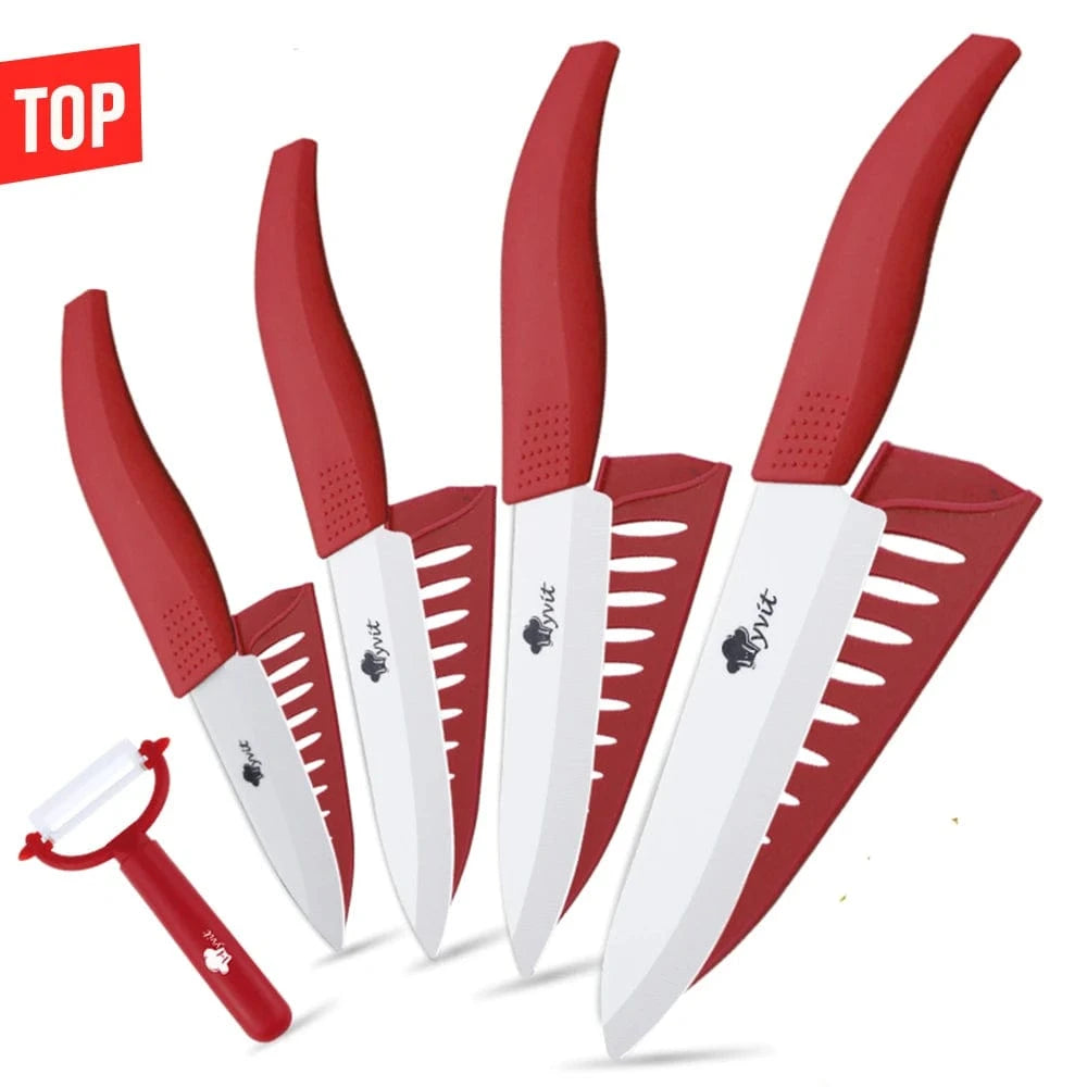 China China 3456inch Red / CHINA Kitchen Ceramic Knife Set 3 4 5 6 Inch Chef Knives with Sheaths White Zirconia Blade Sharp Rustproof Baby Food Vegetable Cooking