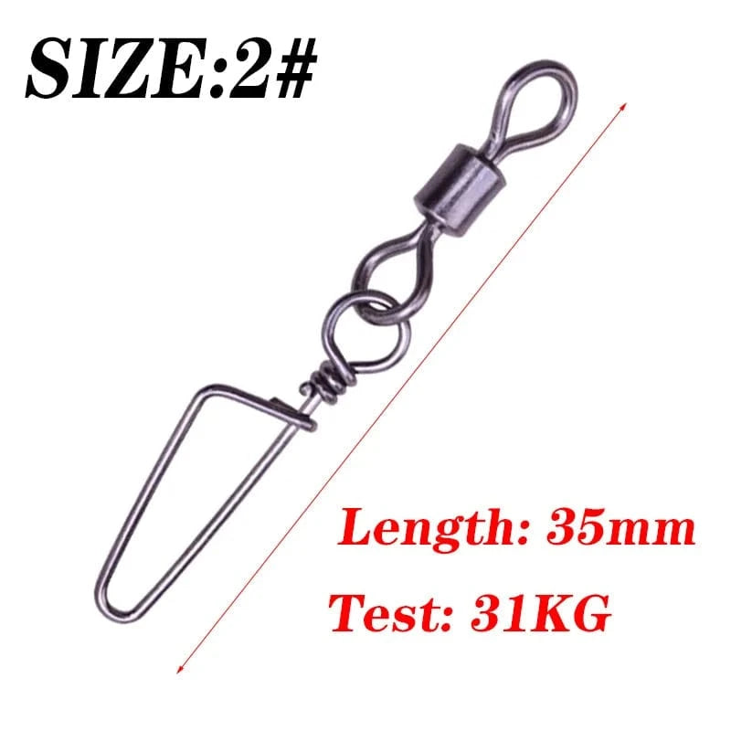 China China 35mm 20Pcs Stainless Steel Fishing Swivels Connector Ball Bearing Rolling Swivel 1#-14# For Fishhook Lure Carp Tackle Accessories