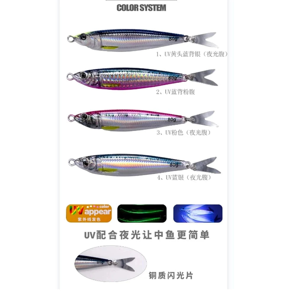 China China 3D Metal Jig Shore Jigging 40G60G80G Saltwater Fishing Lure Drag Cast Hard Bait Bass Spoon Bait Trout Lures For Tuna Mahi Marlin