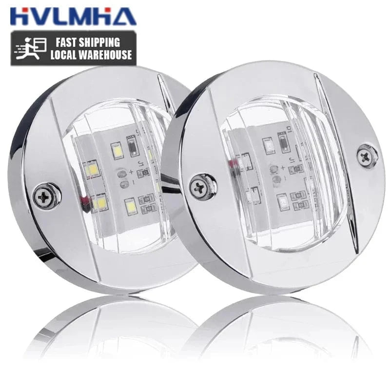 China China 3Inch 6 Led Round Chrome Marine LED Transom Mount Stern Anchor Navigation Light Waterproof Boat Marine Lights 6-2835-SMD 12V DC