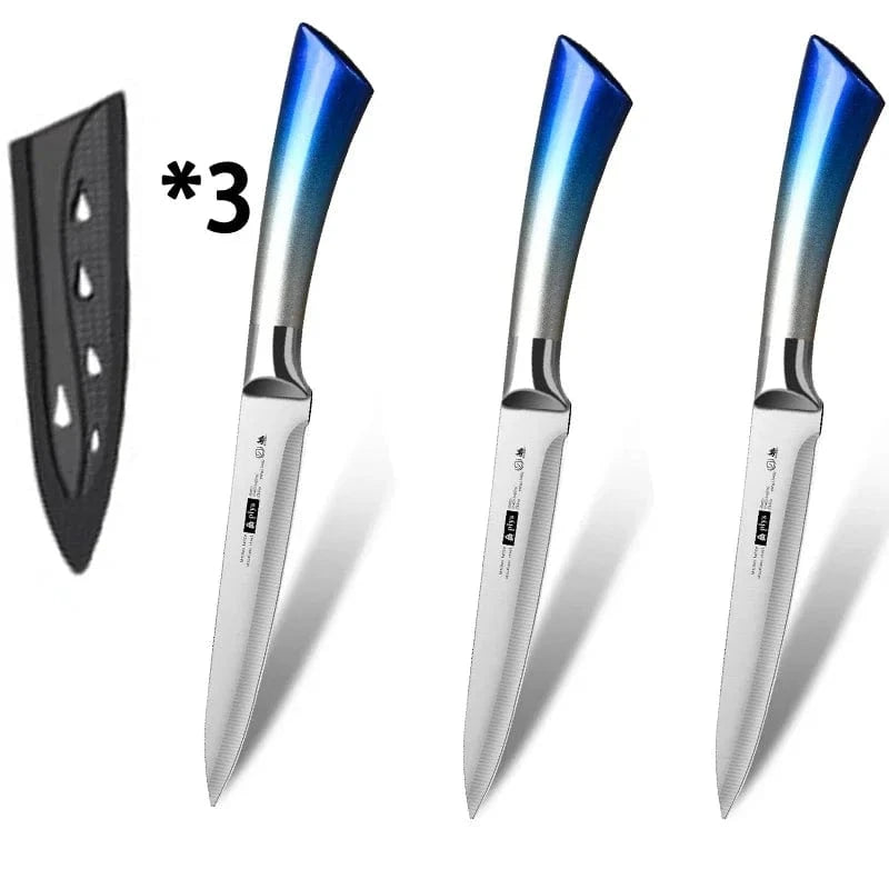 China China 3pcs A Seiko all-steel integrated knife with knife set - high-end kitchen knife - Gradual new fruit knife, sharp fruit - meat knife