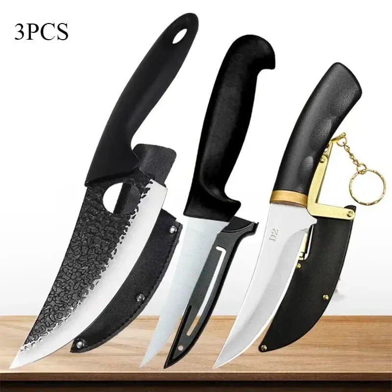 China China 3PCS-ABC WXCOO Professional Japanese Chef's Knife Multi-purpose Kitchen Knives Stainless Steel Boning Knife Meat Cleaver Slicing Knife