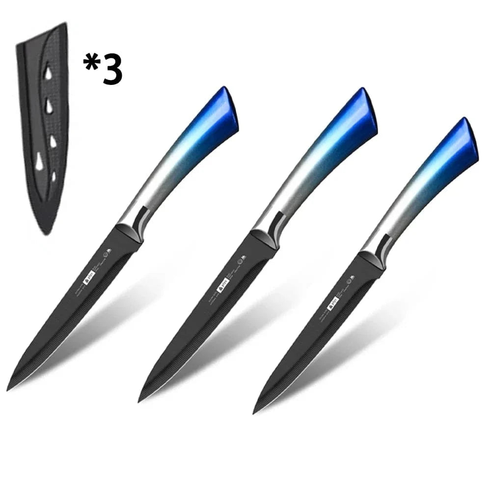 China China 3pcs B Seiko all-steel integrated knife with knife set - high-end kitchen knife - Gradual new fruit knife, sharp fruit - meat knife