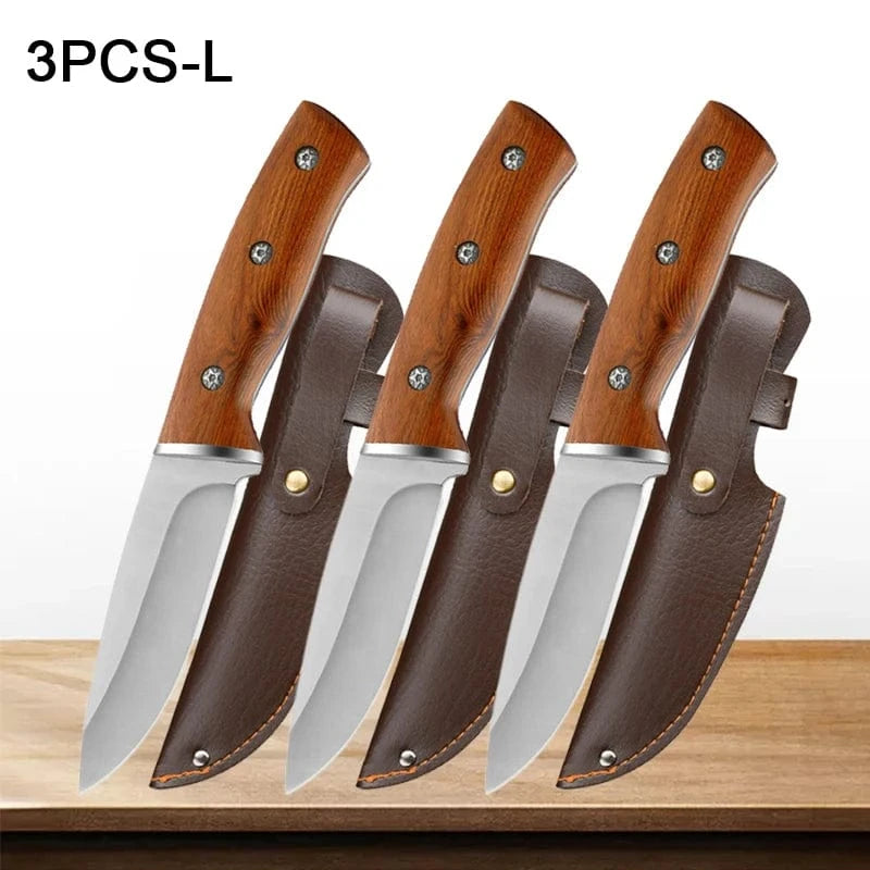 China China 3pcs-L Professional Kitchen Knives Fruit Knife Stainless Steel Pocket Boning Knife Butcher Vegetable Slicing Meat Cleaver with Sheath